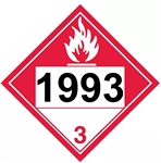 DOT PLACARD 1993 COMBUSTIBLE LIQUID, Flammable Liquid, Class 3 - Choose from 4 Materials, Press On Vinyl, Rigid Plastic, Aluminum or Magnetic