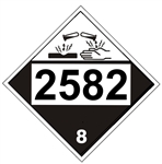 DOT Placard 2582 FERRIC CHLORIDE, SOLUTION, Corrosive, Class 8 - Choose from 4 Materials, Press on Vinyl, Rigid Plastic, Aluminum or Magnetic