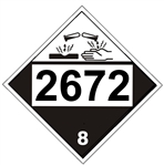 DOT PLACARD 2672 AMMONIA SOLUTIONS, Class 8 Corrosive - Choose from 4 Materials, Press on Vinyl, Rigid Plastic, Aluminum or Magnetic