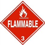 DOT PLACARD FLAMMABLE Class 3 - Choose from 4 Materials, Press on Vinyl, Rigid Plastic, Aluminum or Magnetic.