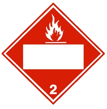 DOT FLAMMABLE GAS (BLANK BOX) Placard, Class 2- Choose from 4 Materials, Press on Vinyl, Rigid Plastic, Aluminum or Magnetic.