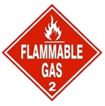 DOT PLACARD, FLAMMABLE GAS, Class 2 - Choose from 4 Materials, Press on Vinyl, Rigid Plastic, Aluminum or Magnetic.