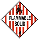 DOT PLACARD - FLAMMABLE SOLID - CLASS 4, Choose from 4 Materials, Press on Vinyl, Rigid Plastic, Aluminum or Magnetic.