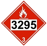 DOT PLACARD 3295, HYDROCARBONS, LIQUID, Class 3 Flammable Liquid - Choose from 4 Materials, Press On Vinyl, Rigid Plastic, Aluminum or Magnetic