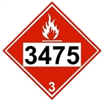 DOT PLACARD 3475 ETHANOL & GAS MIXTURES, Flammable Liquid, Class 3 - Choose from 4 Materials: Press on Vinyl, Rigid Plastic, Aluminum or Magnetic.