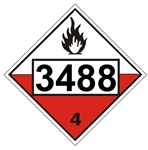 3488 SELF HEATING SOLID, ORGANIC CLASS 4 DOT Placard - Choose from 4 Materials: Press On Vinyl, Rigid Plastic, Aluminum or Magnetic