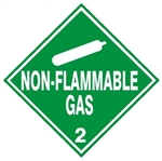 NON-FLAMMABLE GAS - Class 2 DOT Placard, Choose from 4 Materials: Adhesive Vinyl, Rigid Plastic, Aluminum or Magnetic.