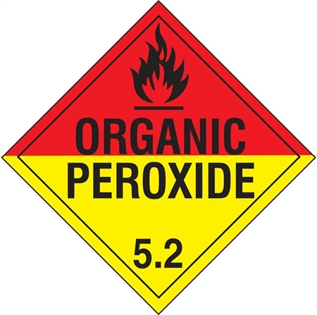 DOT Placard ORGANIC PEROXIDE, Hazard Class 5.2, Choose from 4 Materials: Press on Vinyl, Rigid Plastic, Aluminum or Magnetic.