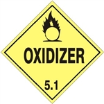 DOT Standard Worded Oxidizer Class 5.1 Placard - Choose from 4 Materials, Press on Vinyl, Rigid Plastic, Aluminum or Magnetic.