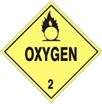 DOT Placard OXYGEN Class 2 - Choose from 4 Materials, Press on Vinyl, Rigid Plastic, Aluminum or Magnetic.