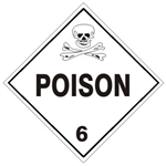 DOT PLACARD (POISON PICTO) POISON CLASS 6, Choose from 4 Materials: Press on Vinyl, Rigid Plastic, Aluminum or Magnetic.