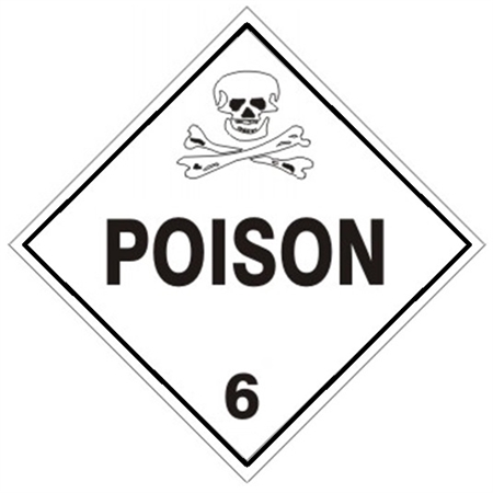 DOT PLACARD (POISON PICTO) POISON CLASS 6, Choose from 4 Materials: Press on Vinyl, Rigid Plastic, Aluminum or Magnetic.