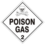 DOT PLACARD - POISON GAS - CLASS 2, Choose from 4 Materials: Press on Vinyl, Rigid Plastic, Aluminum or Magnetic.