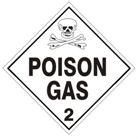 DOT Placard POISON GAS Class 2  Choose from 4 Materials: Press on Vinyl, Rigid Plastic, Aluminum or Magnetic.