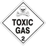 DOT TOXIC GAS Class 2 Placard - Choose from 4 Materials, Press on Vinyl, Rigid Plastic, Aluminum or Magnetic