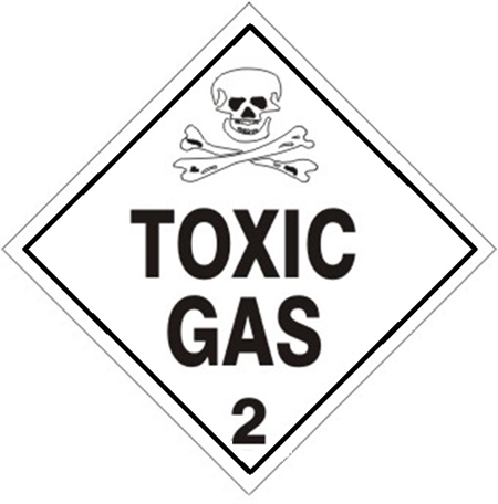 DOT TOXIC GAS Class 2 Placard - Choose from 4 Materials, Press on Vinyl, Rigid Plastic, Aluminum or Magnetic