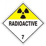 RADIOACTIVE DOT PLACARD - Class 7, Choose from 4 Materials, Press on Vinyl, Rigid Plastic, Aluminum or Magnetic.