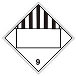 DOT Placard (BLANK BOX) CLASS 9 (MISCELLANEOUS DANGEROUS GOODS) Placard - Choose from 4 Materials, Press on Vinyl, Rigid Plastic, Aluminum or Magnetic.