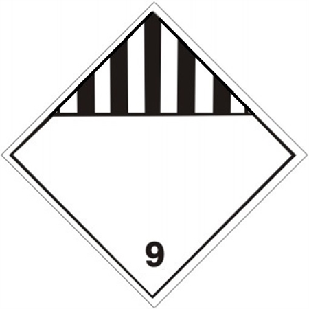 DOT PLACARD - BLANK SPACE CLASS 9 (MISCELLANEOUS DANGEROUS GOODS), Choose from 4 Materials: Press on Vinyl, Rigid Plastic, Aluminum or Magnetic.