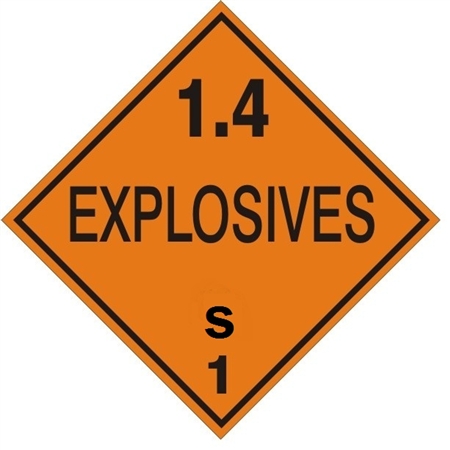 1.4 EXPLOSIVES Placard, CLASS S1 - Safety Supply Warehouse