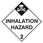 DOT PLACARD (POISON PICTO) INHALATION HAZARD CLASS 2, Choose from 4 Materials: Press on Vinyl, Rigid Plastic, Aluminum or Magnetic.