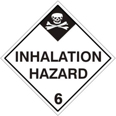 DOT Placard INHALATION HAZARD Class 6 - Choose from 4 Materials, Press on Vinyl, Rigid Plastic, Aluminum or Magnetic.