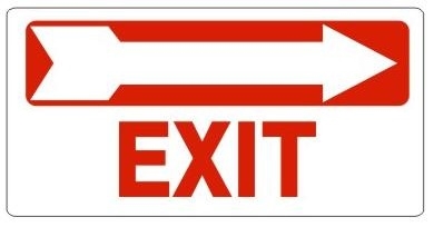 EXIT Arrow Right Sign - Available 6.5 X 14 Self Adhesive Vinyl, Plastic and Aluminum.