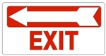 EXIT Arrow Left Sign - Available 6.5 X 14 Self Adhesive Vinyl, Plastic and Aluminum.