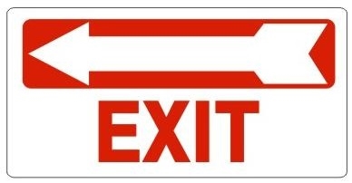 EXIT Arrow Left Sign - Available 6.5 X 14 Self Adhesive Vinyl, Plastic and Aluminum.