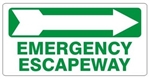 EMERGENCY ESCAPEWAY arrow right Sign - Available 6.5 X 14 Self Adhesive Vinyl, Plastic and Aluminum.