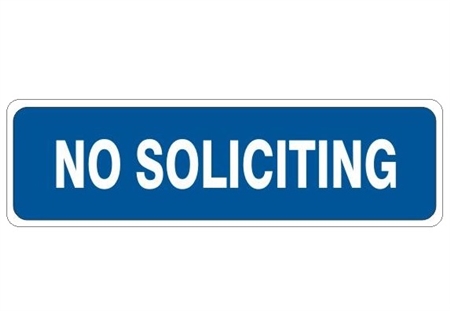 NO SOLICITING, Door Sign - Safety Supply Warehouse