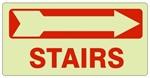 STAIRS arrow right Glow in the Dark Signs - Available 6.5 X 14 Self Adhesive Vinyl, Plastic and Aluminum.