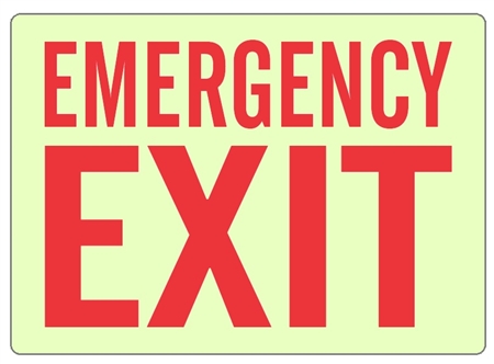 Glow-in-the-Dark, EMERGENCY EXIT Sign - Safety Supply Warehouse