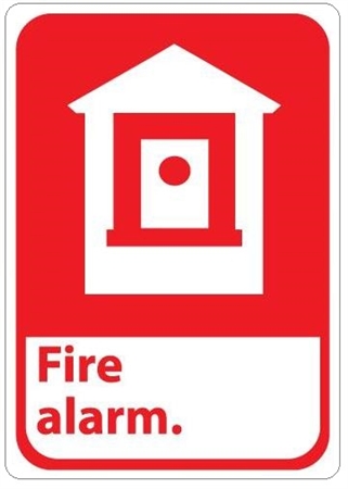 FIRE ALARM (Symbol) Sign - Choose 7 X 10 - 10 X 14, Self Adhesive Vinyl, Plastic or Aluminum.