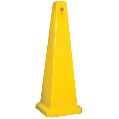 Plain Yellow 4 -Sided Safety Cone