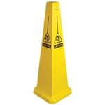 Lamba® 25 Inch 4-Sided Yellow Caution Slipping Symbol Quad Safety Cone, Protect from slip, trip and falls before accidents happen