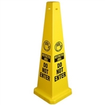 Lamba® 4-Sided Yellow 35" Caution Do Not Enter Safety Cone