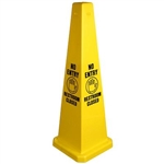 Lamba® 35 Inch 4-Sided Yellow No Entry Symbol Restroom Closed Quad Safety Cone