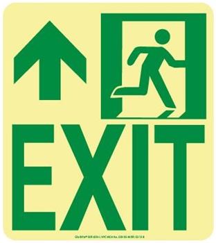 Left Wall Mounted - Photoluminescent Exit Signs.