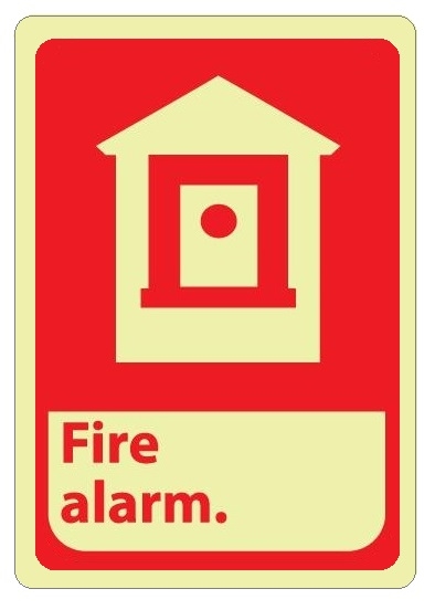 FIRE ALARM - Glow in the Dark Signs - 10 X 7 - Pressure Sensitive Vinyl or Rigid Plastic