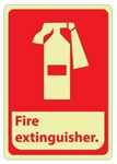 Pictorial FIRE EXTINGUISHER Glow in the Dark Signs - 10 X 7 - Pressure Sensitive Vinyl or Rigid Plastic