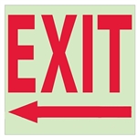 Glow in the Dark EXIT arrow left Sign - 10 X 10 - Pressure Sensitive Vinyl or Rigid Plastic