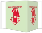 Glow-in-the-Dark FIRE EXTINGUISHER Wall Projection Sign 180° design visible from either side as well as from the front.