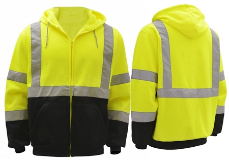  Reflective Apparel High Visibility Pullover Safety Hoodie -  ANSI Class 3, Adjustable Hood - Lime/Navy, Small : Tools & Home Improvement