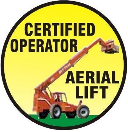 CERTIFIED AERIAL LIFT OPERATOR, Hard Hat Labels