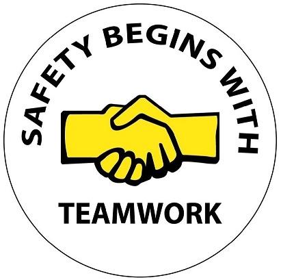 SAFETY BEGINS WITH TEAMWORK, Hard Hat Labels