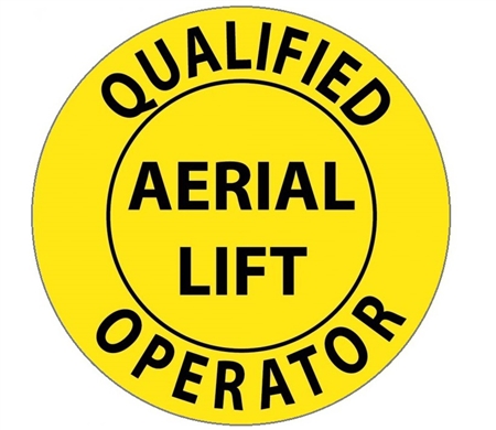 QUALIFIED AERIAL LIFT OPERATOR - Hard Hat Labels