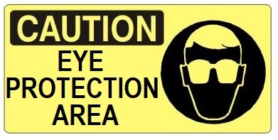 CAUTION EYE PROTECTION AREA (Picto) Sign, Choose from 5 X 12 or 7 X 17 Pressure Sensitive Vinyl, Plastic or Aluminum.