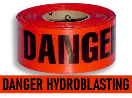 Danger Hydro-blasting Barricade Tape - 3 in. X 1000 ft. Rolls - Durable 3 mil Polyethylene