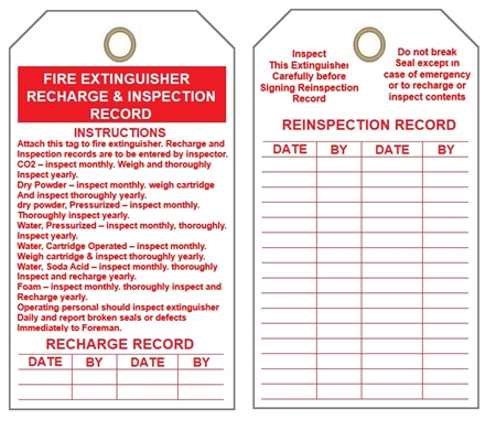 fire extinguisher monthly inspection tags